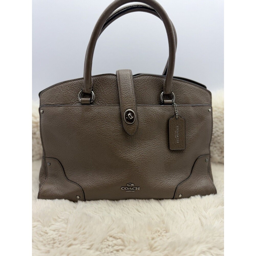 Coach Mercer Satchel Tote Bag Pebbled Leather Brown Shoulder Crossbody Purse - Picture 4 of 16